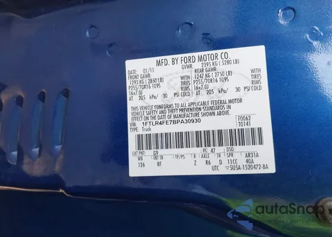 2011 Ford Ranger Xlt z USA, uszkodzony, nr VIN 1FTLR4FE7BPA30930